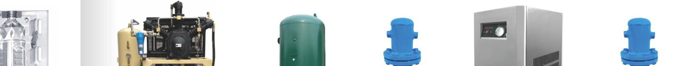 HassanPlas auxiliary equipment line — high-pressure compressor, air tank, filters and dryer