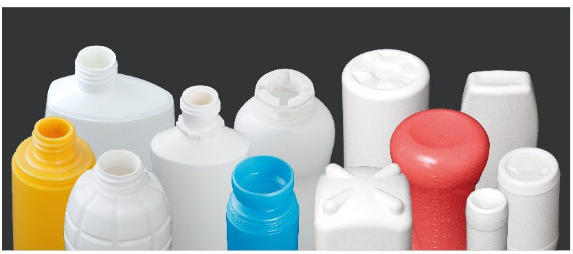 HDPE and PP bottles produced on an injection blow moulding machine — pharma and chemical containers